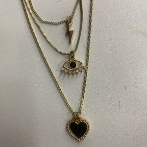 Gold and Black Layered Necklace Set